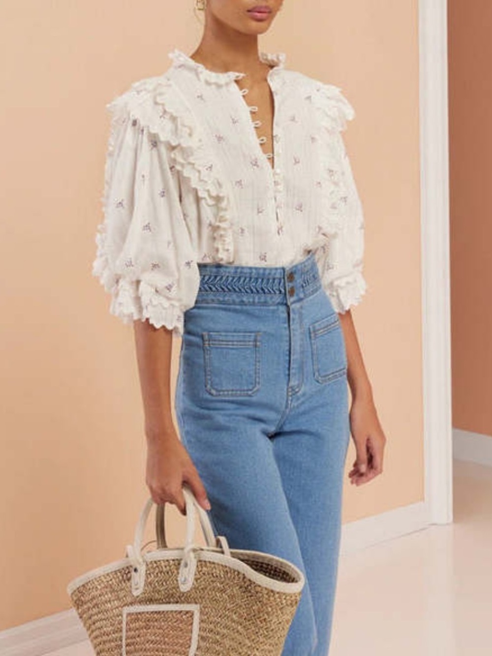 Magali Pascal Florence Boho Ruffled Cotton Blouse